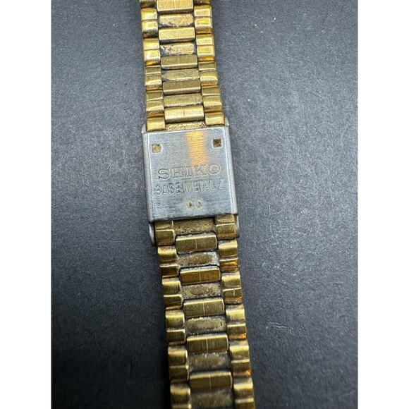 Vintage Seiko 2B31-5000 Gold Dial Lady Quartz Square Watch Japan Gold Tone main image 5